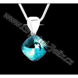 ŘETÍZEK + Stříbrný náhrdelník JM zdobený krystalem SWAROVSKI SQUARE čtvereček Fuchsia, stříbro Ag925 