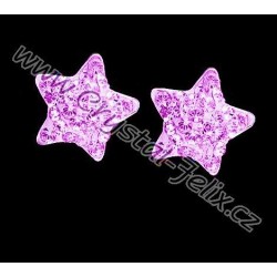 KVALITNÍ STŘÍBRNÉ NÁUŠNICE JM zdobené hvězdičky s krystaly SWAROVSKI růžové Rose, stříbro Ag925 + rhodium