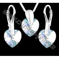 Stříbrný set JM zdobený krystaly  SWAROVSKI HEART srdíčka, stříbro Ag925