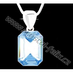 ŘETÍZEK + Stříbrný náhrdelník JM zdobený krystalem SWAROVSKI Aquamarine, stříbro Ag925 