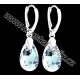 Stříbrné náušnice SWAROVSKI PEAR hrušky Moonlight, anglické zap. Ag925