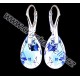 STŘÍBRNÉ NÁUŠNICE s kr. SWAROVSKI PEAR hrušky Crystal Blue AB, čiré s modrými odlesky, anglické klapky  Ag925