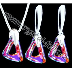 STŘÍBRNÝ SET JM s krystaly SWAROVSKI TRIANGLE s odlesky VOLCANO , stříbro Ag925