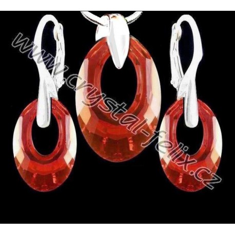 STŘÍBRNÝ SET JM MAXI zdobená krystaly SWAROVSKI HELIOS RED MAGMA,  stříbro Ag925