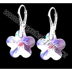 STŘÍBRNÉ NÁUŠNICE JM s krystaly SWAROVSKI KYTIČKY FLOWER, LIGHT VIOLET AB fialové s odlesky, stříbro Ag925