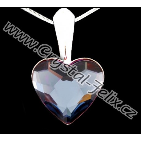 STŘÍBRNÝ ŘETÍZEK + KVALITNÍ NÁHRDELNÍK JM se SWAROVSKI FLAT Heart srdce, tahitská s odlesky, stříbro Ag925