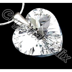 STŘÍBRNÝ ŘETÍZEK + MAXI NÁHRDELNÍK JM se SWAROVSKI Heart srdce, CRYSTAL CAL ČIRÁ, stříbro Ag925