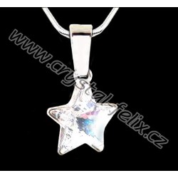 ŘETÍZEK + Stříbrný náhrdelník JM zdobený krystalem SWAROVSKI hvězdička v čiré barvě, stříbro Ag925 