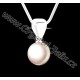 ŘETÍZEK + Stříbrný náhrdelník JM s perlou SWAROVSKI Pearl, béžová perla, stříbro Ag925 