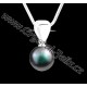 ŘETÍZEK + Stříbrný náhrdelník JM s perlou SWAROVSKI Pearl, tmavě modrá/ tahitská perla, stříbro Ag925 