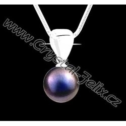 ŘETÍZEK + Stříbrný náhrdelník JM s perlou SWAROVSKI Pearl, tmavě modrá/ tahitská perla, stříbro Ag925 