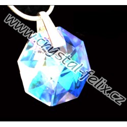 ŘETÍZEK + STŘÍBRNÝ NÁHRDELNÍK JM zdobený krystalem SWAROVSKI OCTAGON CRYSTAL BLUE AB čirá s modrými odlesky, stříbro Ag925