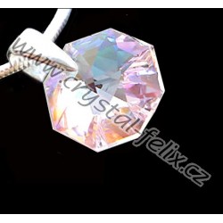 ŘETÍZEK + STŘÍBRNÝ NÁHRDELNÍK JM zdobený krystalem SWAROVSKI OCTAGON CRBAB čirá s modrými a růžovými odlesky, stříbro Ag925