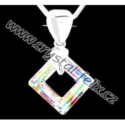 ŘETÍZEK + Stříbrný náhrdelník JM zdobený krystalem SWAROVSKI SQUARE čtverec, stříbro Ag925  