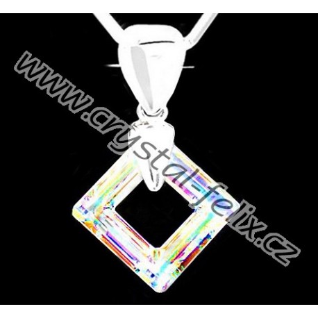 ŘETÍZEK + Stříbrný náhrdelník JM zdobený krystalem SWAROVSKI SQUARE čtverec, stříbro Ag925  