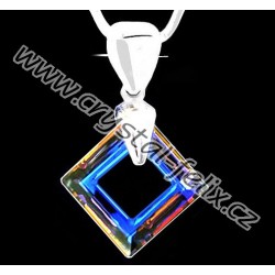 ŘETÍZEK + Stříbrný náhrdelník JM zdobený krystalem SWAROVSKI SQUARE VOLCANO čtverec, stříbro Ag925  