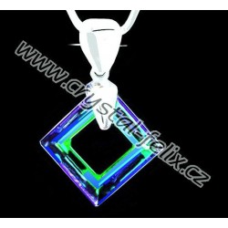 ŘETÍZEK + Stříbrný náhrdelník JM zdobený krystalem SWAROVSKI SQUARE BERMUDA BLUE, stříbro Ag925  