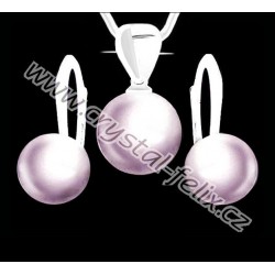 KVALITNÍ STŘÍBRNÝ SET JM zdobený perlami SWAROVSKI LAVENDER PEARL  fialovošedé perly, anglické klapky Ag925