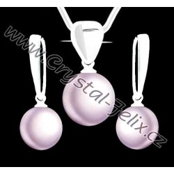 KVALITNÍ STŘÍBRNÝ SET JM SE SWAROVSKI PERLAMI LAVENDER PEARL  fialovošedé perly, anglické klapky Ag925