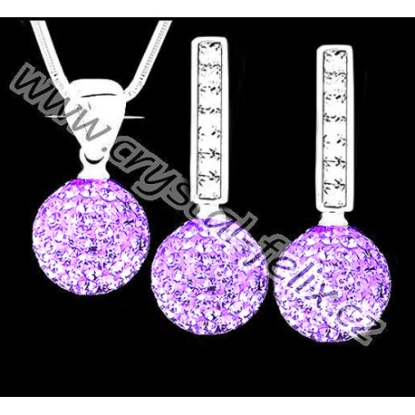 STŘÍBRNÝ SET JM MAXI kuličky s krystaly SWAROVSKI FIALOVÉ LIGHT VIOLET, kvalitní anglické klapky Ag925