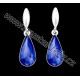 KVALITNÍ STŘÍBRNÉ NÁUŠNICE JM s krystaly  SWAROVSKI DROP, modré kapky MAJESTIC BLUE, Ag925