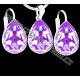 ŘETÍZEK + KVALITNÍ STŘÍBRNÝ SET JM s krystaly SWAROVSKI VIOLET kapky FIALOVÉ