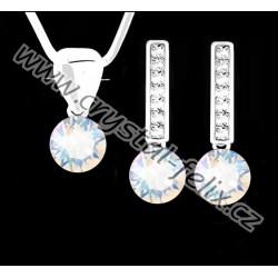 ŘETÍZEK + KVALITNÍ STŘÍBRNÝ SET JM S KRYSTALY SWAROVSKI CHATON CRYSTAL SHIMMER, Ag925