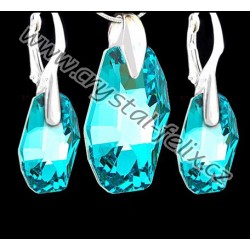 JEDINEČNÁ Stříbrná souprava JM zdobená krystaly SWAROVSKI v barvě Light Turquoise, stříbro  Ag925