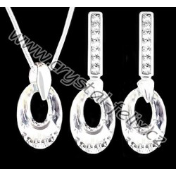 STŘÍBRNÝ SET JM MAXI s krystaly SWAROVSKI HELIOS Crystal AB čiré duhové,  stříbro Ag925